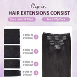 Vlasy 7 Pcs Clip In Hair Extensions Straight Hair Wig Extensions For Women 12-16 Inch