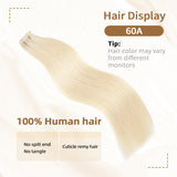 Vlasy Injection Hand-Tied Tape in Hair Extensions 16Pcs Virgin Human Hair (Light Blonde #60A)