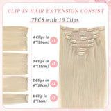 Vlasy 7pcs/set Clip in Extensions 100% Remy Human Hair Grey (#Grey4)