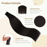 Vlasy Injection Tape in Virgin Human Hair Extensions 12''-24" Hand-Tied PU Skin Tape Hair Extension Straight 16Pcs Invisible Adhesive Tape Ins