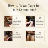 Vlasy Injection Hand-Tied Tape in Hair Extensions 16Pcs Virgin Human Hair (Light Brown #8)