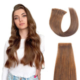 Vlasy Injection Tape in Virgin Human Hair Extensions 12''-24" Hand-Tied PU Skin Tape Hair Extension Straight 16Pcs Invisible Adhesive Tape Ins