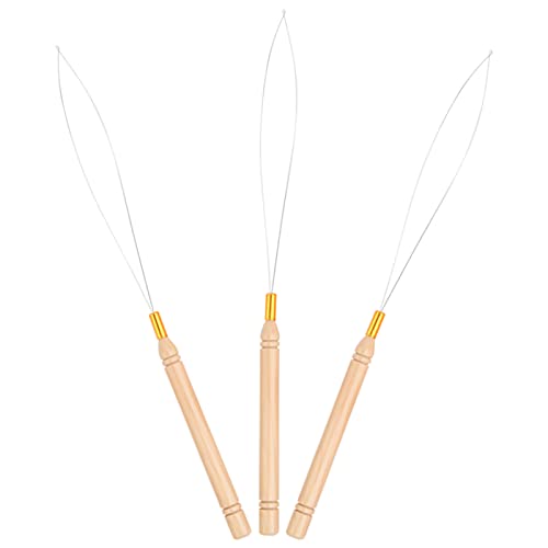 Vlasy 3PCS Hair Extension Tools Loop Needle Threader Hair Beader Tool