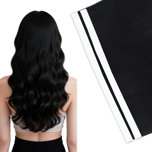 Vlasy Tape in Weft Hair Extensions Human Hair 16 Inch 1# 2 Pcs