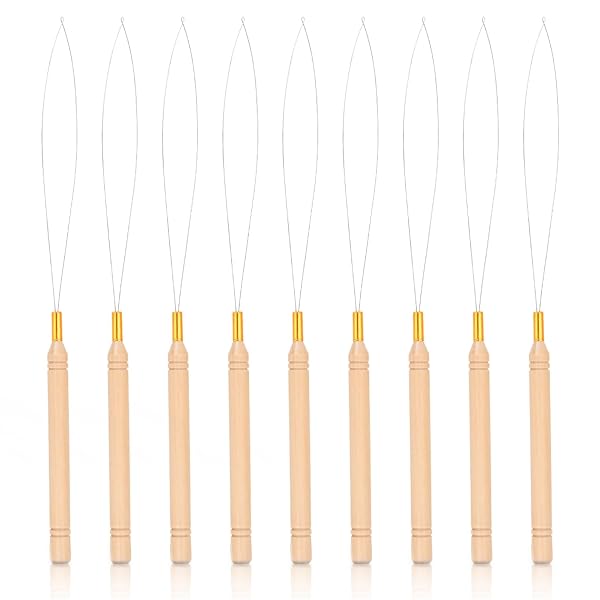 Vlasy 9PCS Hair Extension Tools Loop Needle Threader Hair Beader Tool
