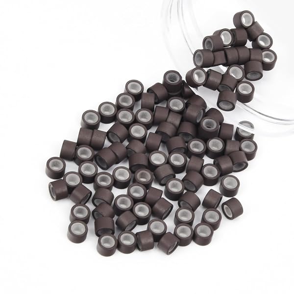 Vlasy 4mm Silicone Lined Hair Extension Beads, 100Pcs Brown