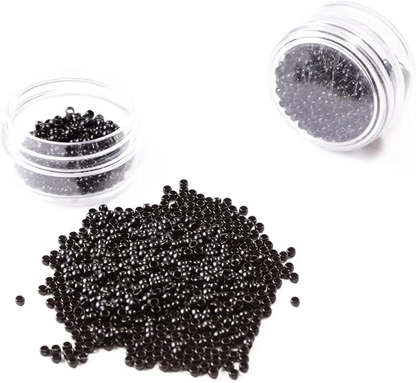 Vlasy Silicone Lined Nano Beads, 3mm Nano Rings, 200 Pcs Black