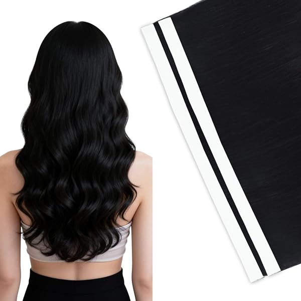 Vlasy Tape in Weft Hair Extensions Human Hair 20 Inch 1# 2 Pcs