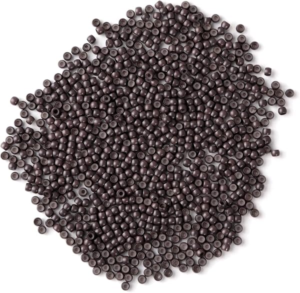 Vlasy Silicone Lined Nano Beads, 3mm Nano Rings, 400 Pcs Brown
