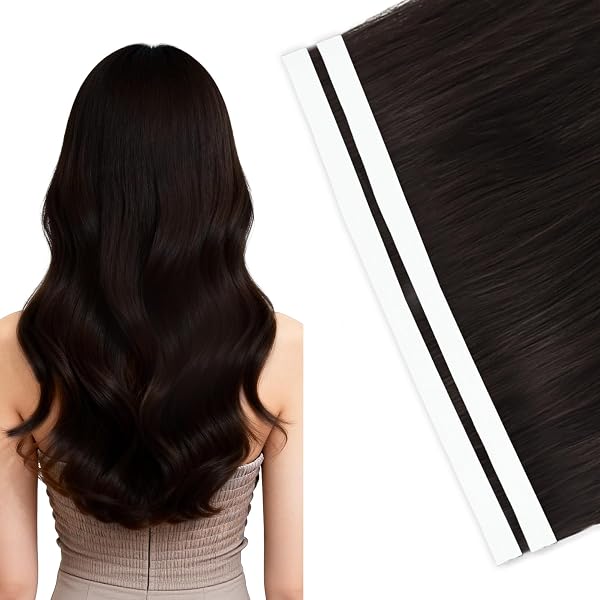 Vlasy Tape in Weft Hair Extensions Human Hair 16 Inch 2# 2 Pcs