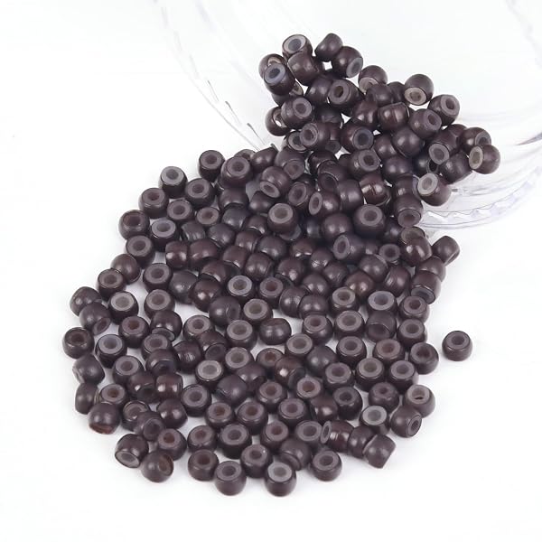 Vlasy 3mm Silicone Lined Nano Beads Nano Rings, 200Pcs Brown