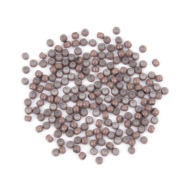 Vlasy Silicone Lined Nano Beads, 3mm Nano Rings, 200 Pcs Medium Brown