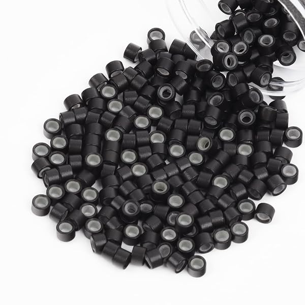 Vlasy 4mm Silicone Lined Hair Extension Beads, 200Pcs Dark Brown