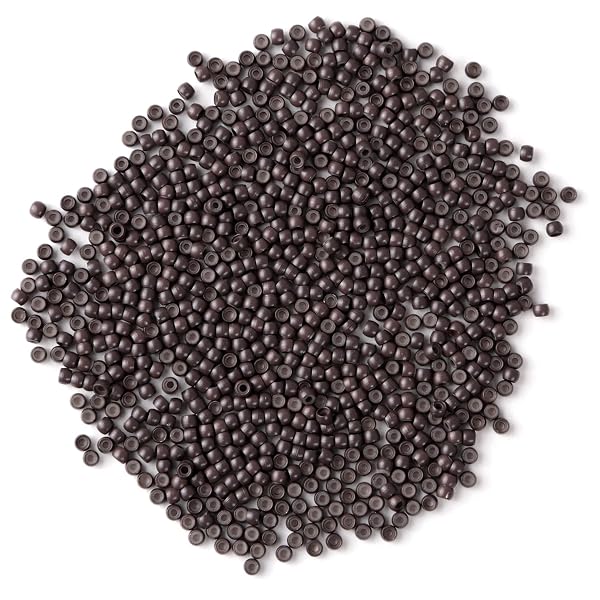 Vlasy Silicone Lined Nano Beads, 3mm Nano Rings, 200 Pcs Brown