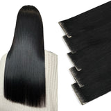 Vlasy Injection Hand-Tied Tape in Hair Extensions 16Pcs Virgin Human Hair (Jet Black #1)