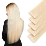 Vlasy Injection Hand-Tied Tape in Hair Extensions 16Pcs Virgin Human Hair (Light Blonde #60A)