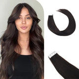 Vlasy Seamless Invisible Mini Tape In Hair Extension Human Hair 16Pcs Black Brown (1B#)