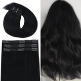 Vlasy 3pcs/set Clip in Extensions 100% Real Human Hair Jet Black (1#)