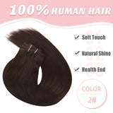 Vlasy 7pcs/set Clip in Extensions 100% Remy Human Hair Darkest Brown (#2)