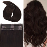 Vlasy 3pcs/set Clip in Extensions 100% Real Human Hair Darkest Blown (2#)