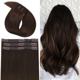 Vlasy 3pcs/set Clip in Extensions 100% Real Human Hair Dark Blown (4#)