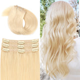 Vlasy 3pcs/set Clip in Extensions 100% Real Human Hair Light Blond (60A#)