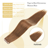Vlasy Injection Hand-Tied Tape in Hair Extensions 16Pcs Virgin Human Hair (Light Brown #8)