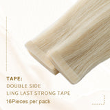 Vlasy Injection Hand-Tied Tape in Hair Extensions 16Pcs Virgin Human Hair (Light Blonde #60A)