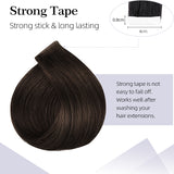 Vlasy Injection Hand-Tied Tape in Hair Extensions 16Pcs Virgin Human Hair (Darkest Brown #2)