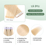 Vlasy 12-24inches Seamless Invisible Mini Tape In Hair Extension Human Hair 16Pcs