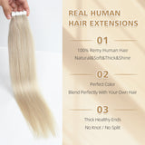 Vlasy Seamless Invisible Mini Tape In Hair Extension Human Hair 16Pcs Light Grey(Grey4#)