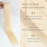 Vlasy Seamless Invisible Mini Tape In Hair Extension Human Hair 16Pcs Light Blond(60A#)
