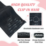 Vlasy 7pcs/set Clip in Extensions 100% Remy Human Hair Jet Black (#1)