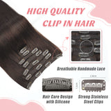 Vlasy 7pcs/set Clip in Extensions 100% Remy Human Hair Darkest Brown (#2)