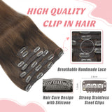 Vlasy 7pcs/set Clip in Extensions 100% Remy Human Hair Brown (#6)