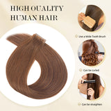 Vlasy Injection Hand-Tied Tape in Hair Extensions 16Pcs Virgin Human Hair (Light Brown #8)