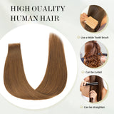 Vlasy Injection Hand-Tied Tape in Hair Extensions 16Pcs Virgin Human Hair (Brown #6)