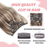 Vlasy 7pcs/set Clip in Extensions 100% Remy Human Hair  (#P16/60)