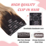 Vlasy 7pcs/set Clip in Extensions 100% Remy Human Hair  (#T2/27+T2/60)