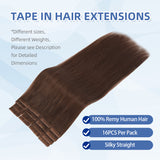 Vlasy Injection Hand-Tied Tape in Hair Extensions 16Pcs Virgin Human Hair (Dark Brown #4)