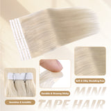 Vlasy Seamless Invisible Mini Tape In Hair Extension Human Hair 16Pcs Light Grey(Grey4#)