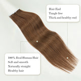Vlasy Injection Hand-Tied Tape in Hair Extensions 16Pcs Virgin Human Hair (Brown #6)