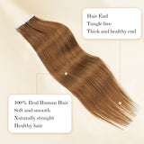 Vlasy Injection Hand-Tied Tape in Hair Extensions 16Pcs Virgin Human Hair (Light Brown #8)
