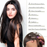 Vlasy Injection Hand-Tied Tape in Hair Extensions 16Pcs Virgin Human Hair (Jet Black #1)