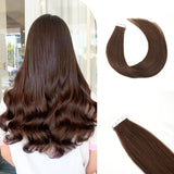 Vlasy Seamless Invisible Mini Tape In Hair Extension Human Hair 16Pcs Dark Brown (4#)