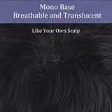 Vlasy Mono Base Durable Men Toupee Natural 6'' Remy Human Hair Capillary Prosthesis Hair Replacement System For Men (Natural Black 1B#)