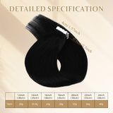Vlasy Seamless Invisible Mini Tape In Hair Extension Human Hair 16Pcs Black(1#)