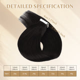 Vlasy Seamless Invisible Mini Tape In Hair Extension Human Hair 16Pcs Black Brown (1B#)
