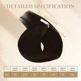 Vlasy Seamless Invisible Mini Tape In Hair Extension Human Hair 16Pcs Chocolate Brown (2#)