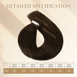 Vlasy Seamless Invisible Mini Tape In Hair Extension Human Hair 16Pcs Dark Brown (4#)